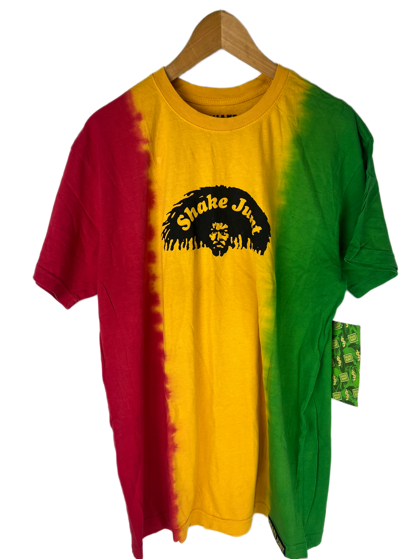 Shake Junt Dread Fro Logo Tye Dye Red Green Yellow Rasta Size XXL S/s Vintage Shirt