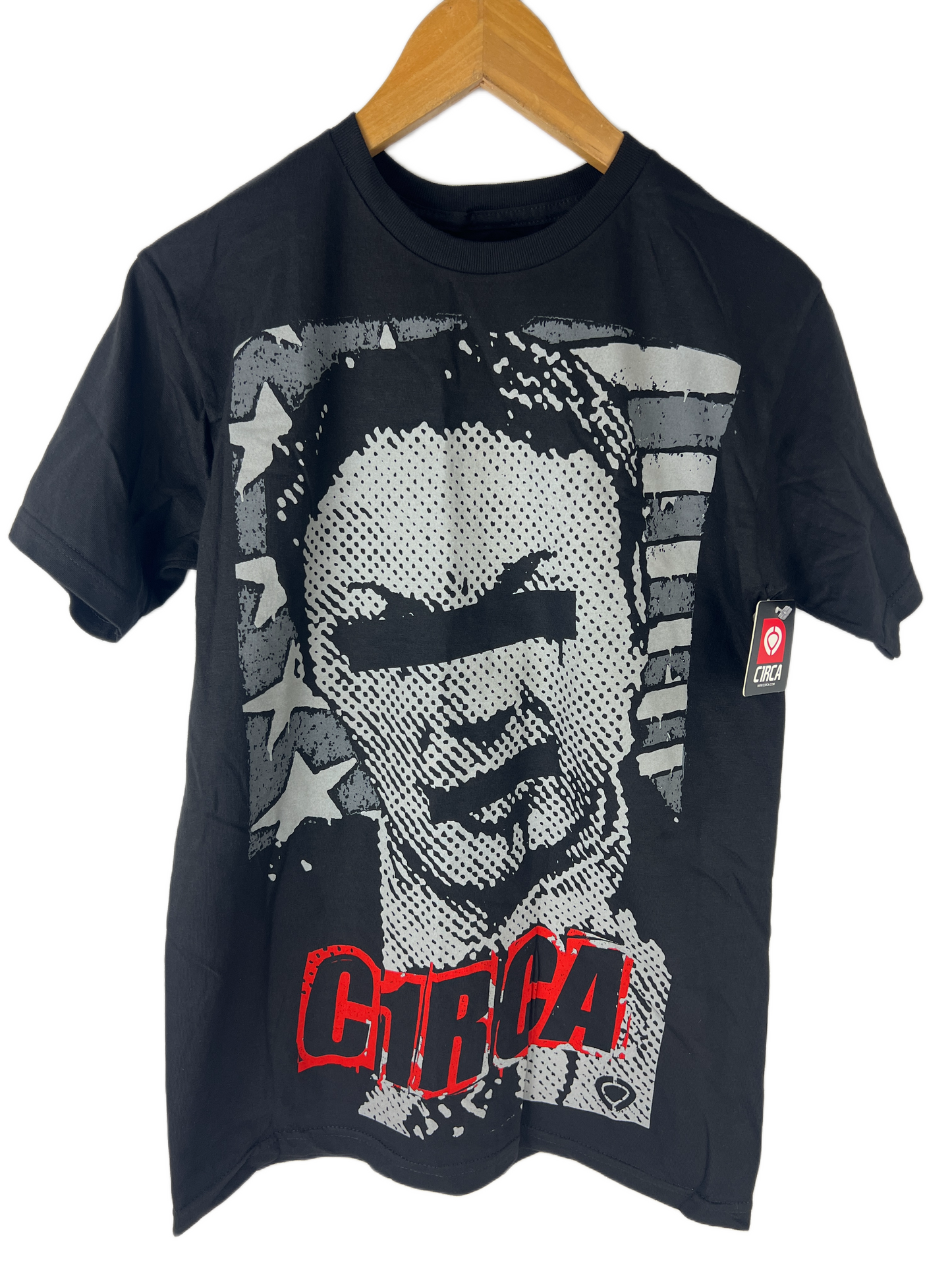 Circa C1rca Dead Guy Flag & Stars Black Red Grey Size S S/s Vintage Shirt