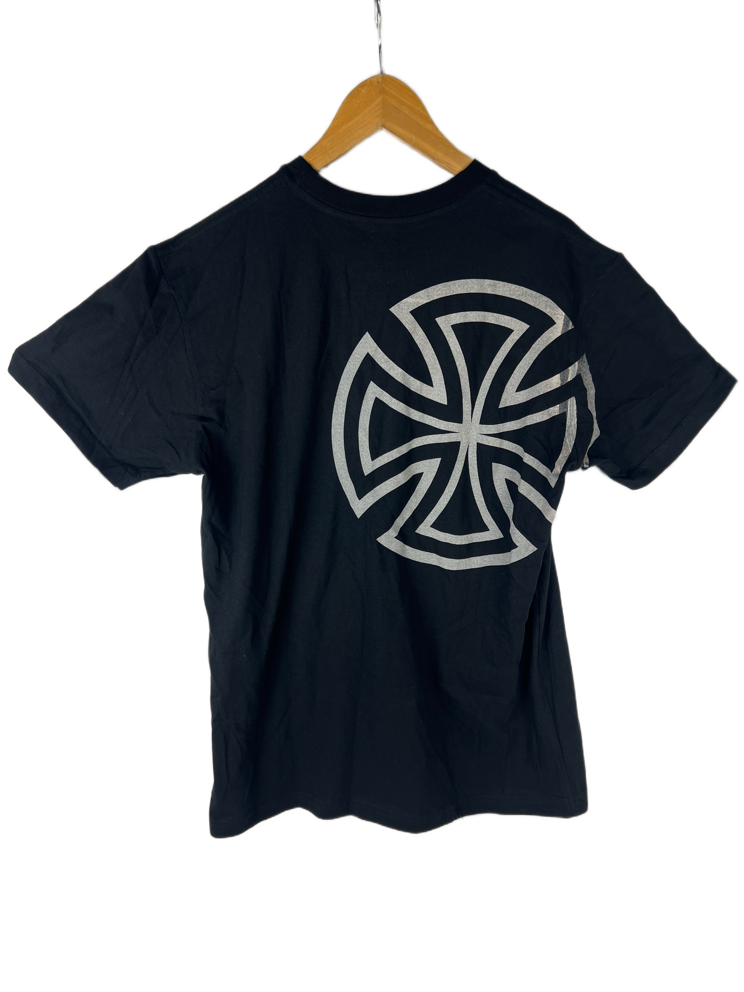 Independent Iron Crosses Front Logo Large Iron Cross Back Print Black Grey Size L S/s Vintage Team Shirt