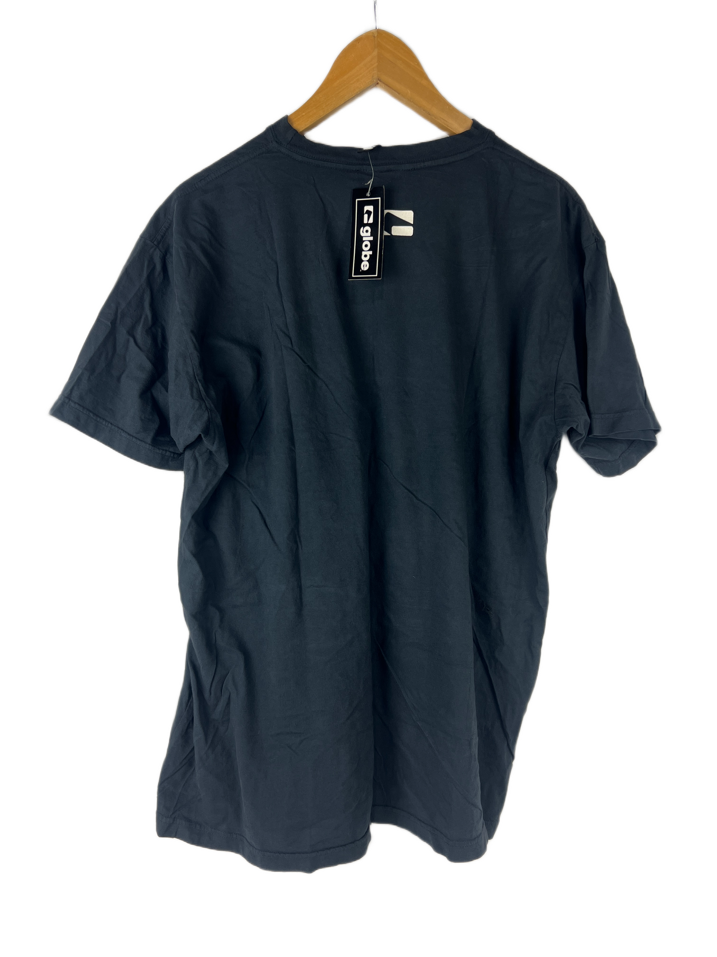 Globe United By Fate Skull Machine Guns Skull & Cross Guitars Navy White Size L S/s Vintage Shirt 2007