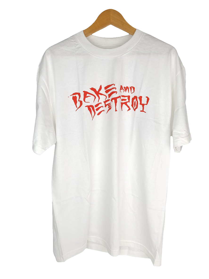 Baker Bake And Destroy White Red Size Large Vintage NOS Shirt