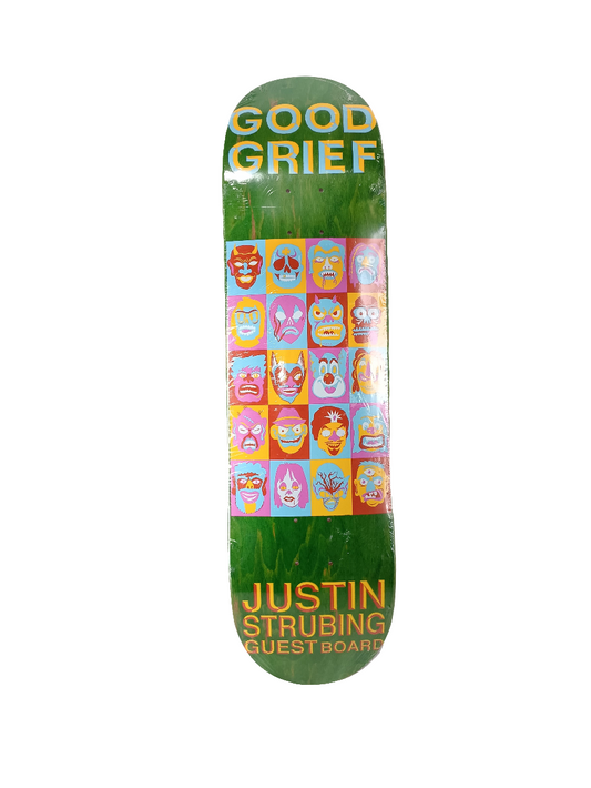 Good Grief Justin Strubing Guest Model Green Woodgrain Multicolor Size 8.4 Vintage NOS Deck