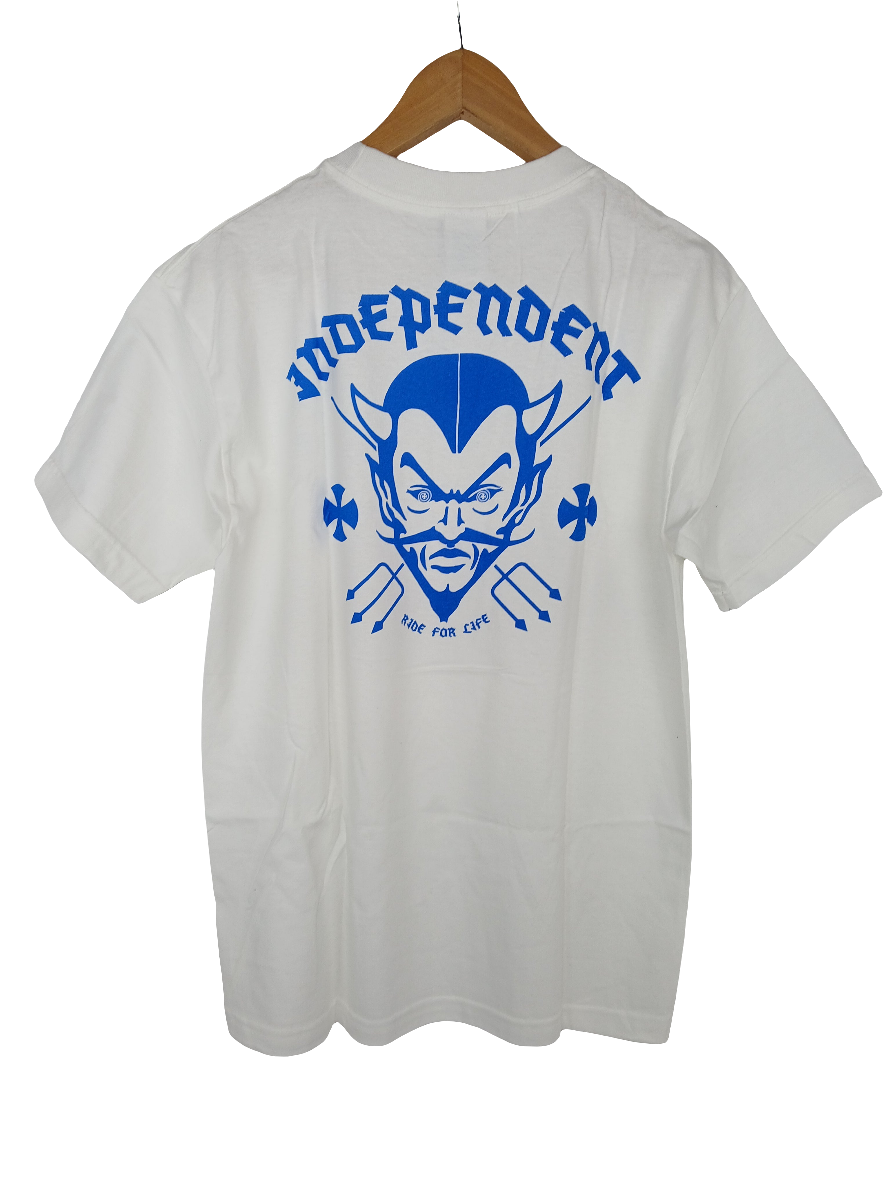 Independent Ride The Best Cross Swirl White Blue Mens Size Medium S/s Vintage Shirt