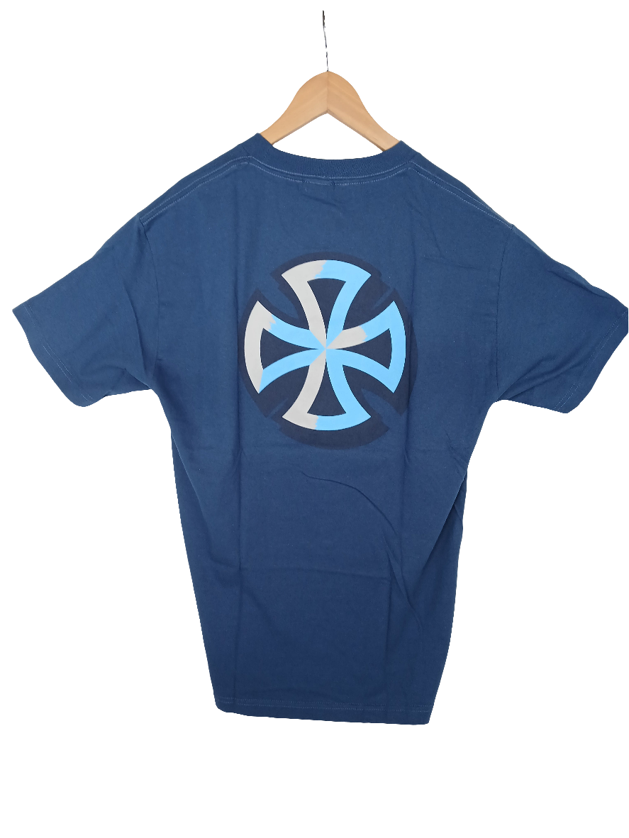 Independent Bold Blocks Logo Blue Grey Mens Size Medium S/s Shirt