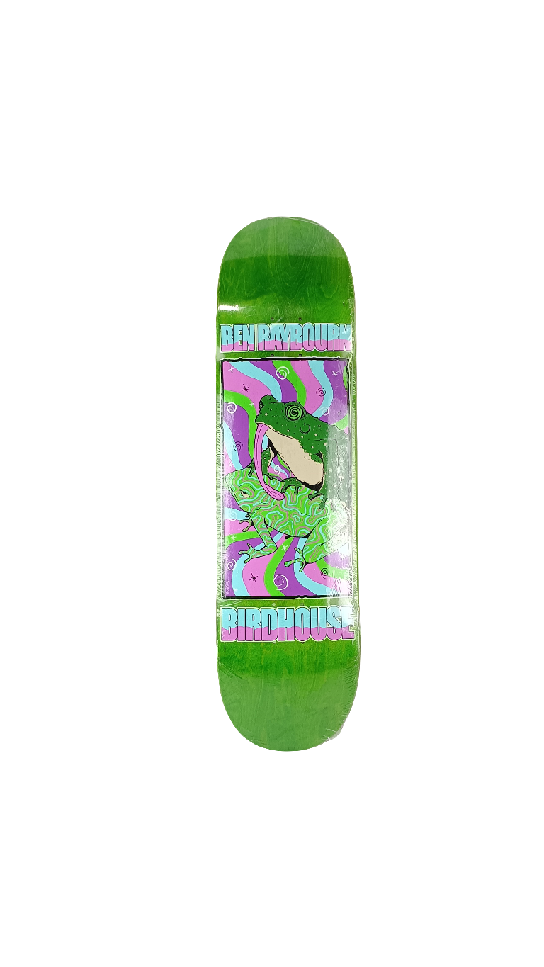 Birdhouse Ben Raybourne Toad Tripper Green Woodgrain Pink Purple Size 8.7 Vintage NOS Deck