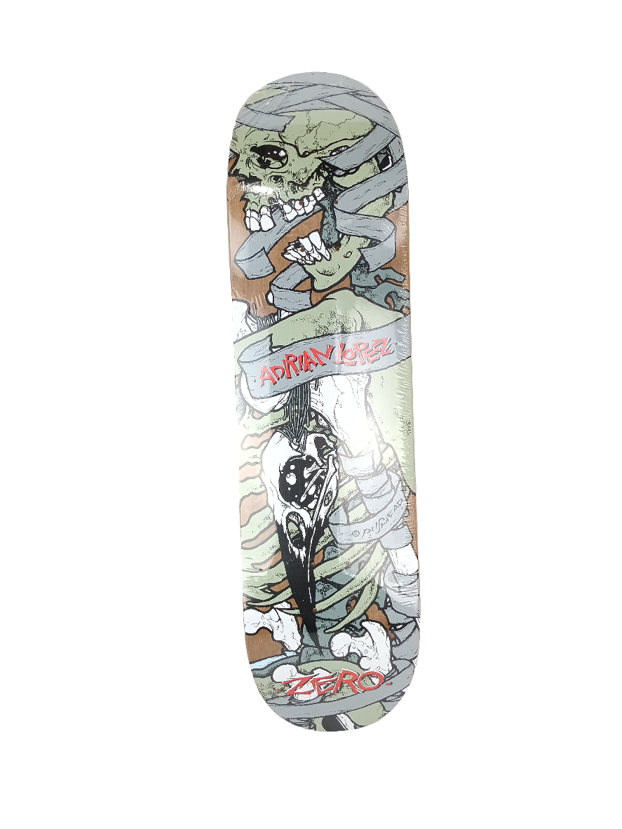 Zero Adrian Lopez Pushead Skeleton Black Red Grey Brown Woodgrain Size 8.5 Vintage NOS Deck