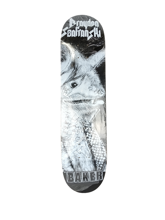 Baker Braydon Szafranski Animal Face Black White Autographed Size 7.9 Vintage NOS Deck