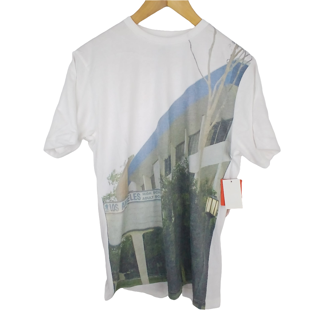 eS Los Angeles High School Skate Spot White Multi Mens Size Medium S/s Team Fit Shirt