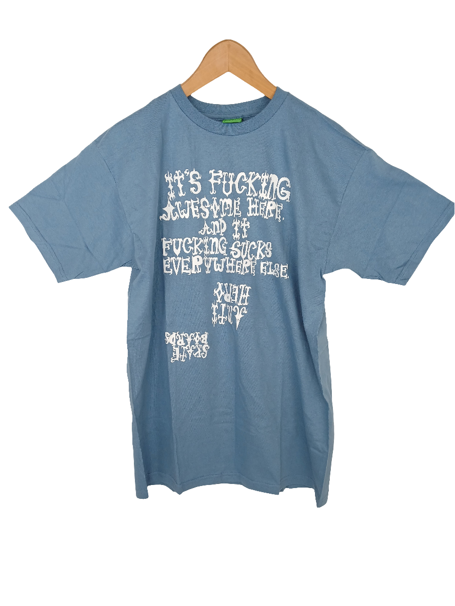 Anti-Hero It's F**king Awesome Here Blue White Mens Size Medium S/s Vintage Shirt