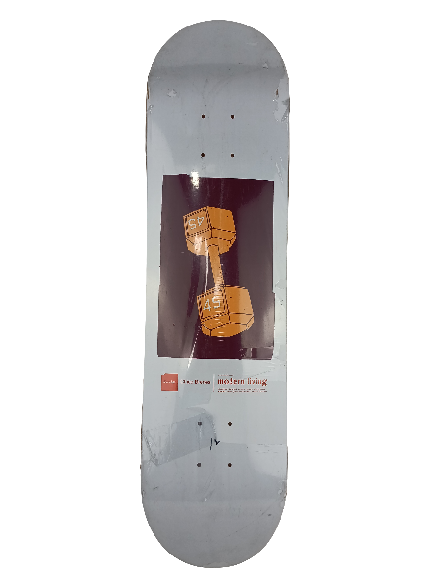Chocolate Skateboards Chico Brenes Modern Living Weight White Burgundy Orange 7.825" Vintage NOS Deck