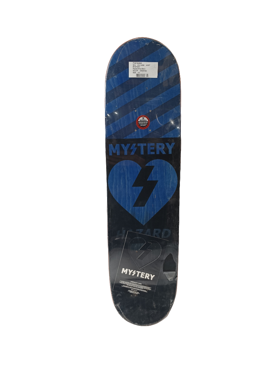 Mystery Hazard Blue Black Stripes Size 8.5 Vintage NOS Deck