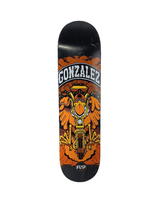 Flip David Gonzales Motorcycle Chicken Black Yellow White Size 8.0 Vintage NOS Deck