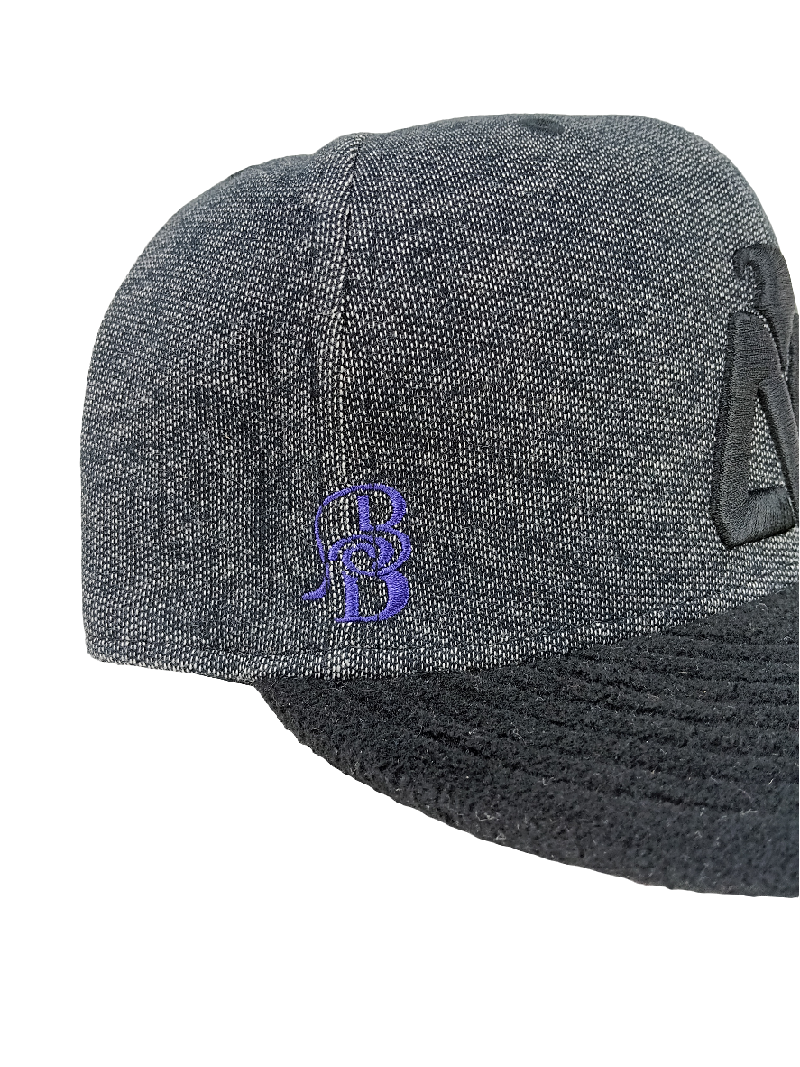 New Era Matix 59Fifty Brandon Biebel Signature Black Grey Purple Wool Brim 7 1/2 Vintage Hat