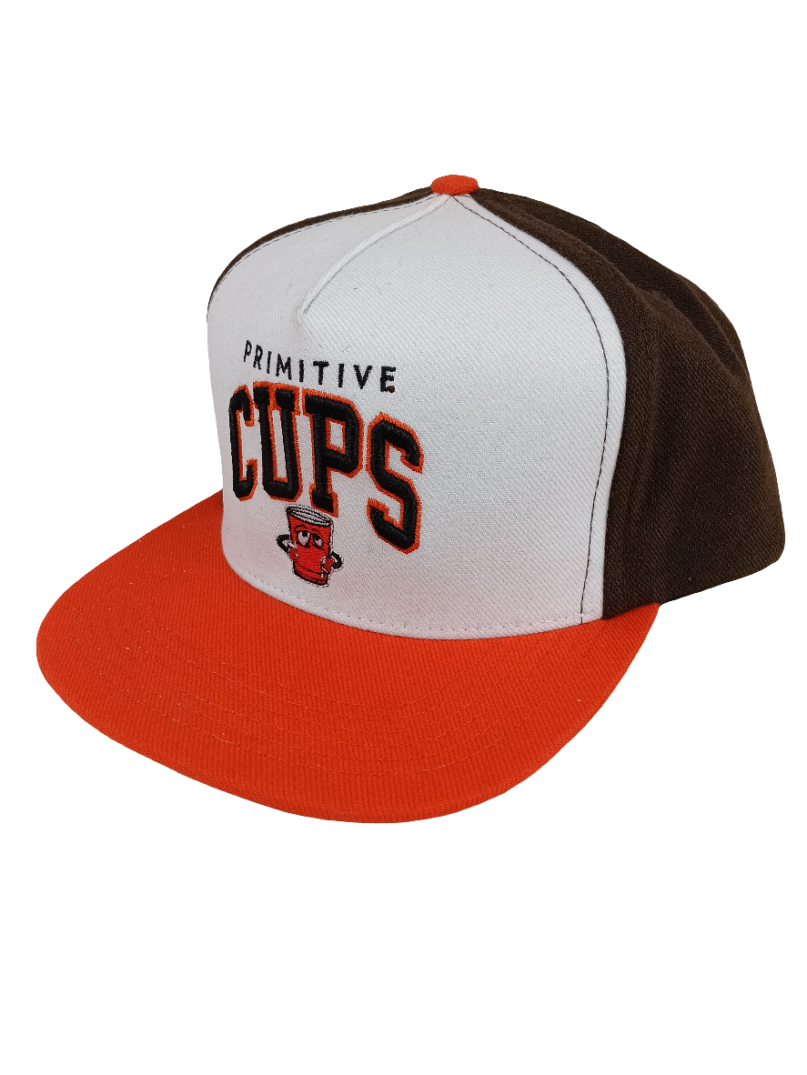Primitive Skateboards Primitive Cups White Orange Brown Snapback Hat