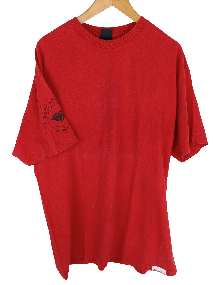 Diamond Plain Red Black Logo On Sleeve Size XL S/s Shirt