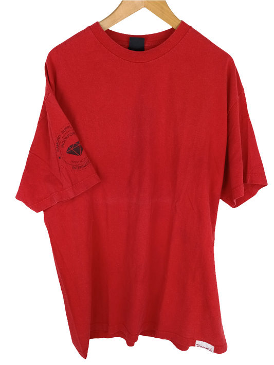 Diamond Plain Red Black Logo On Sleeve Size XL S/s Shirt