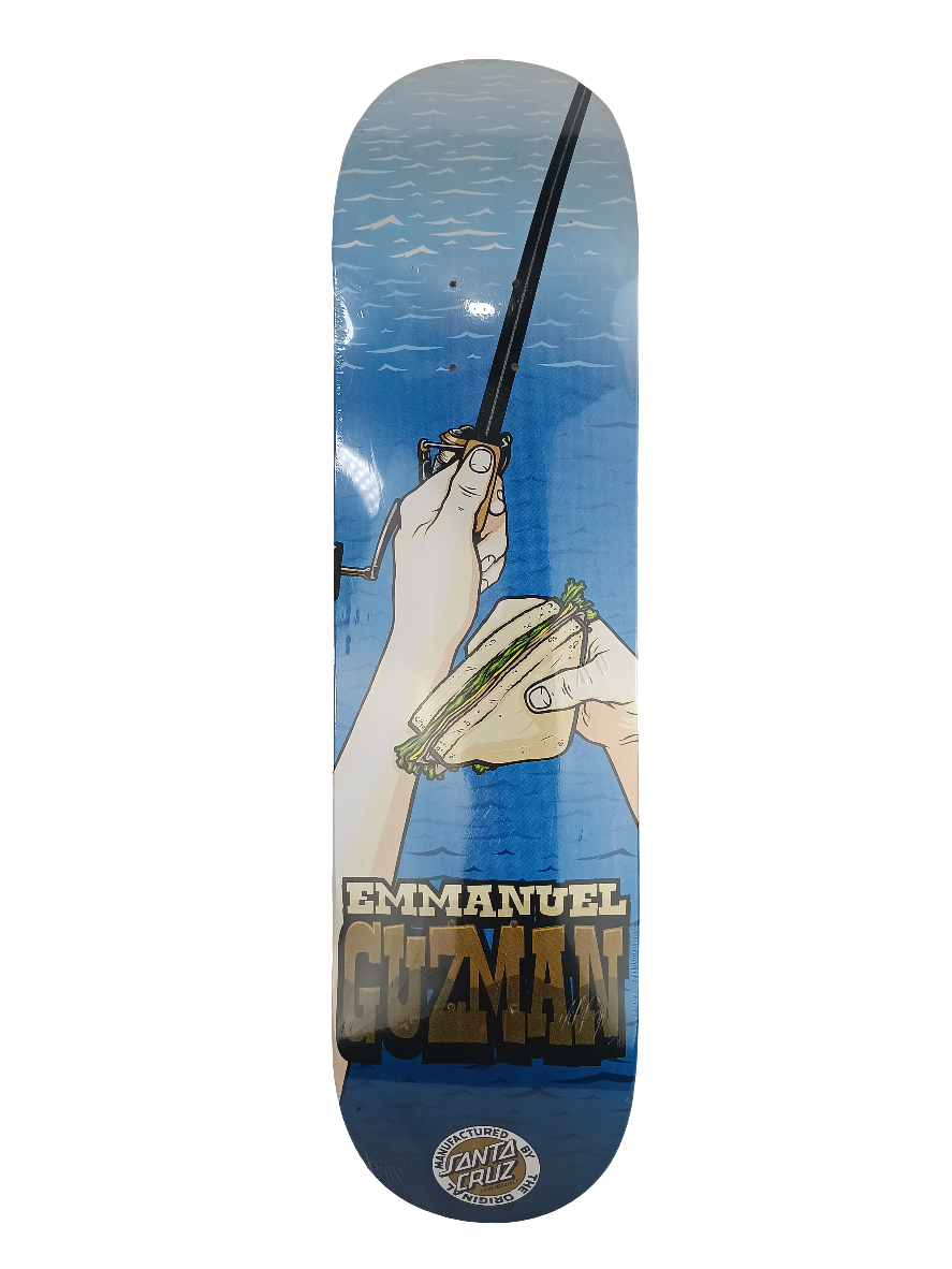 Santa Cruz Emmanual Guzman Gone Fishing Addict Blue White Tan Brown 80. x 31.7 Deck