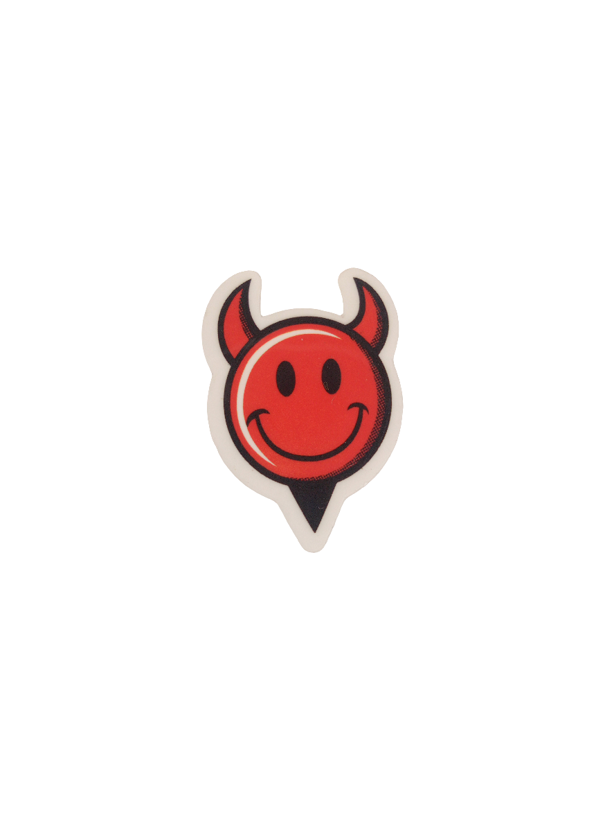 World Industries Flame Boy Devil Head Clear Red Black .75" x 1" (Small) Vintage NOS Sticker