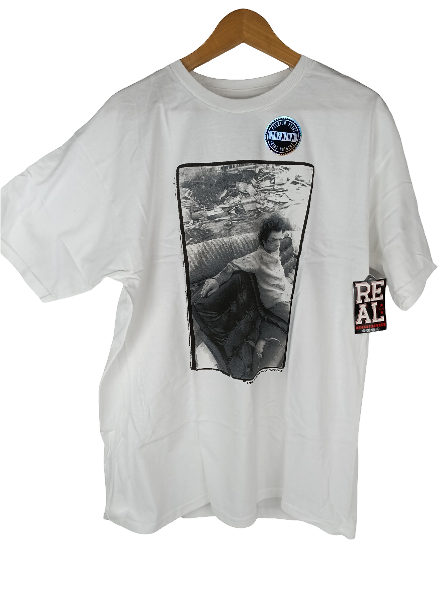 Real Skateboards Live Free Or Die Gonz Couch White Black White Mens Size Large S/s Shirt