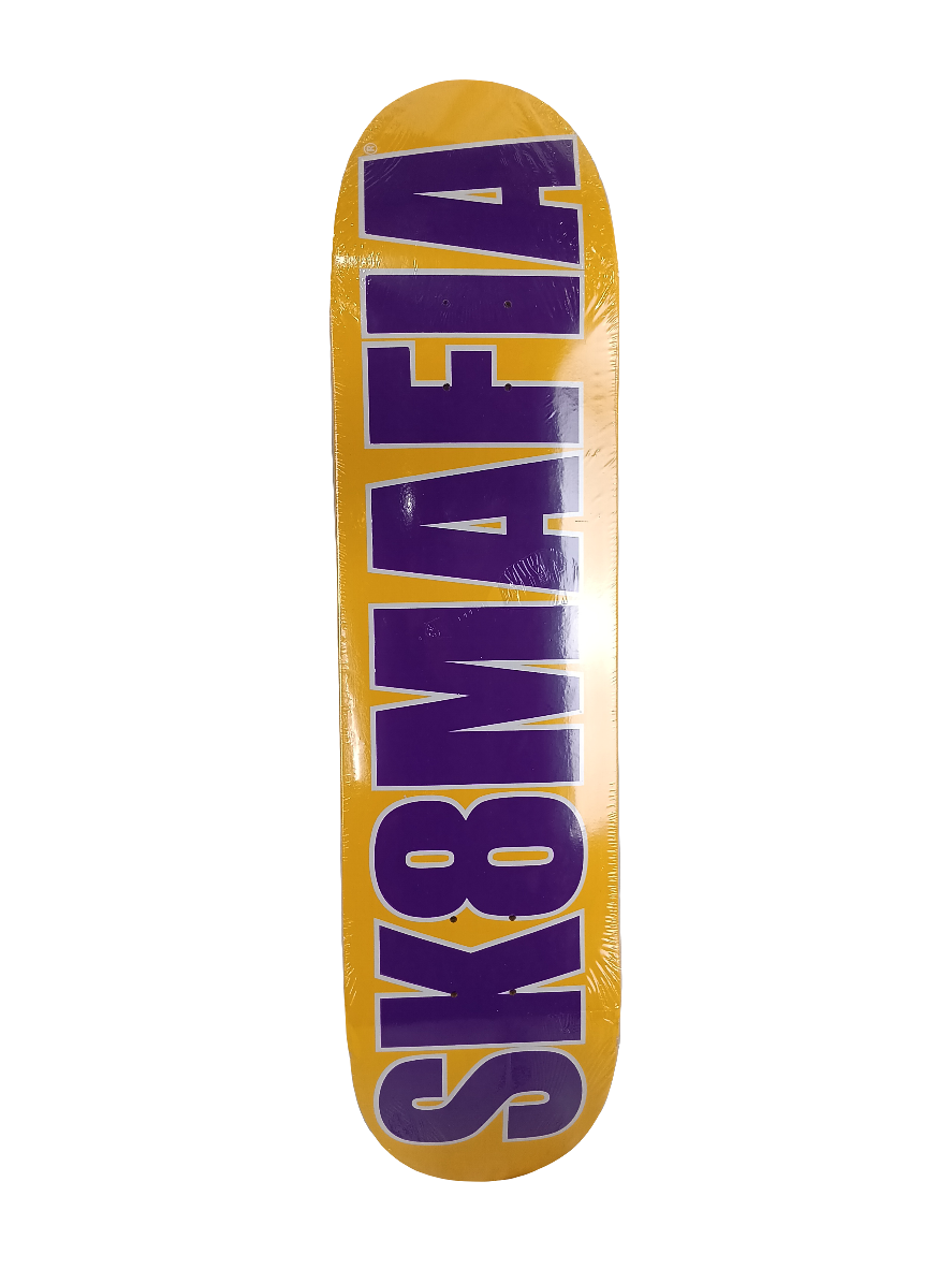 Sk8 Mafia Team Graphic Gold Purple White Size 7.9 Skateboard Deck