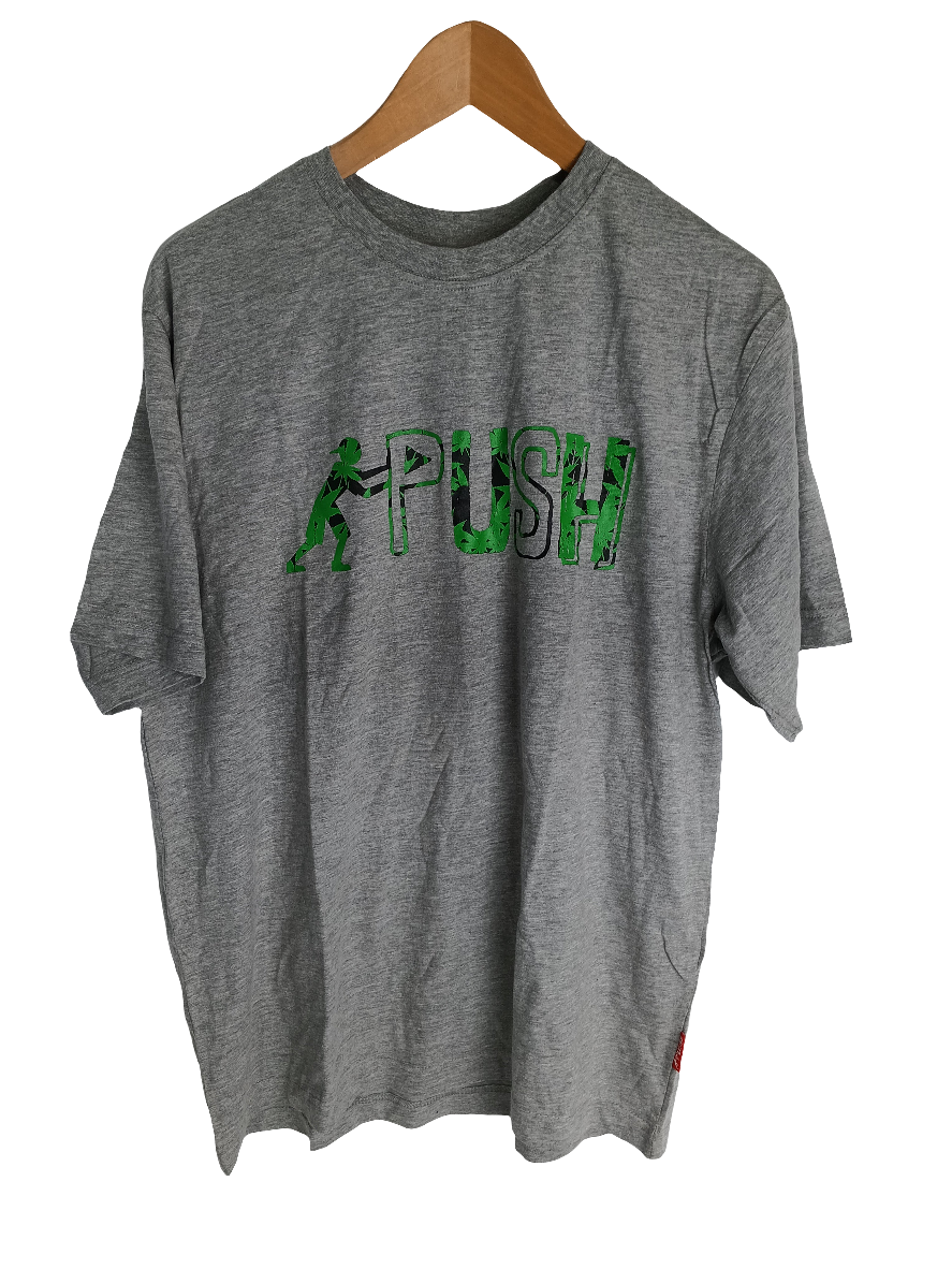 Push Leaves Gray Green Black Size XL S/s Shirt