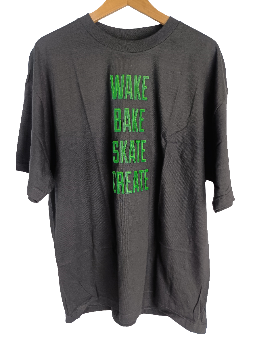 Skate Sauce Wake Bake Skate Create Black Green Size XL S/s Shirt