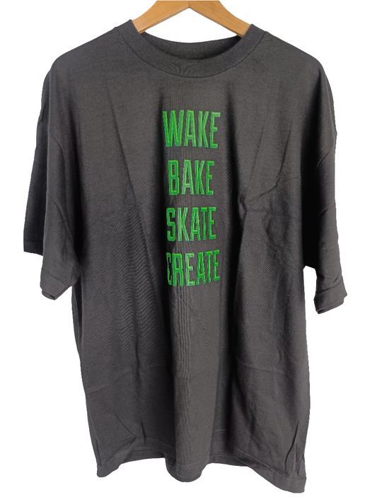 Skate Sauce Wake Bake Skate Create Black Green Size XL S/s Shirt