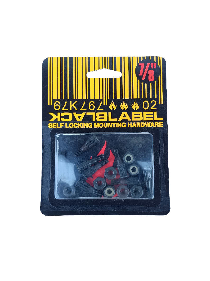 Black Label Skateboards Size 7/8" Flame Logo Self Locking Mounting Vintage NOS Hardware