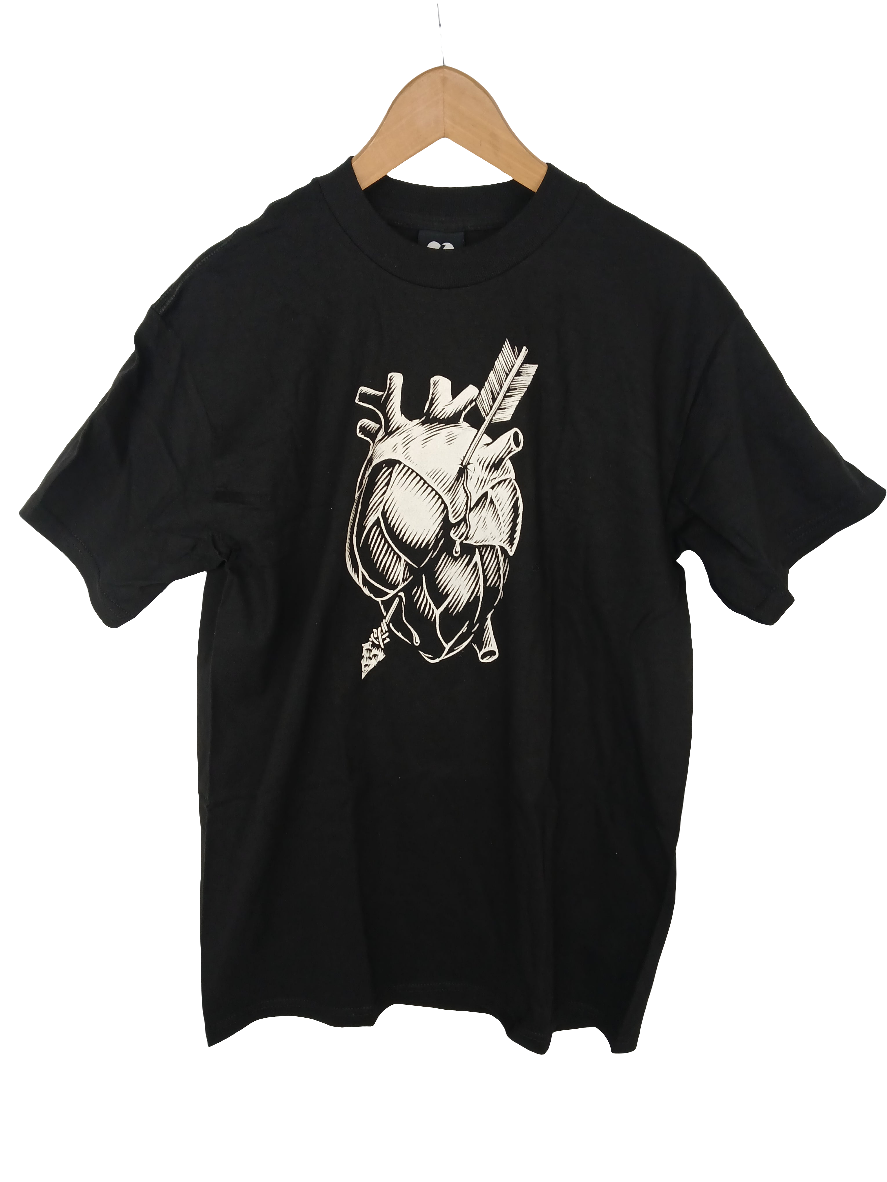 Mystery Heart Arrow Black White Mens Size Medium S/s Vintage Shirt