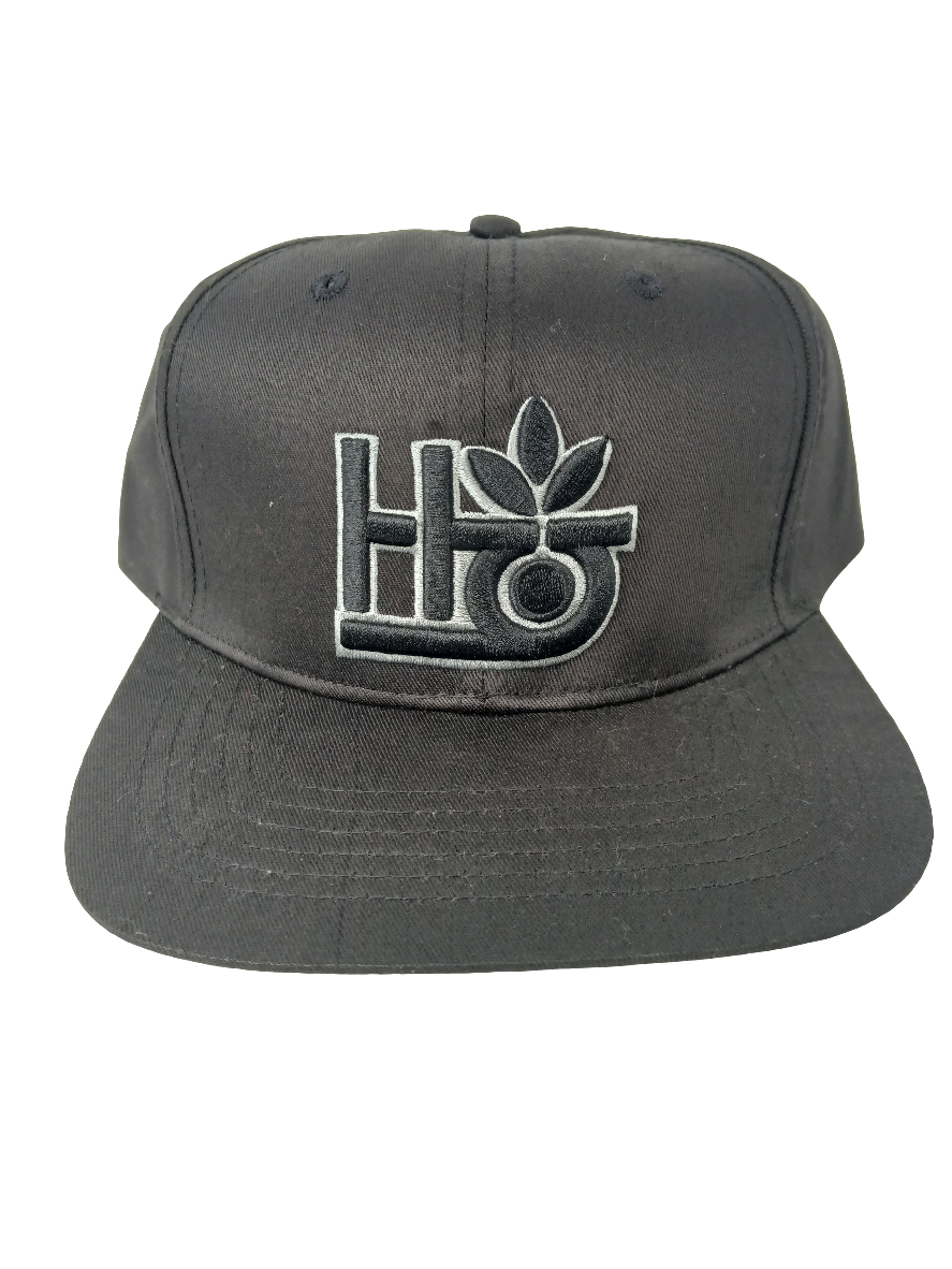 Habitat H Logo Grey Black Vintage NOS Suede Canvas Snapback Hat