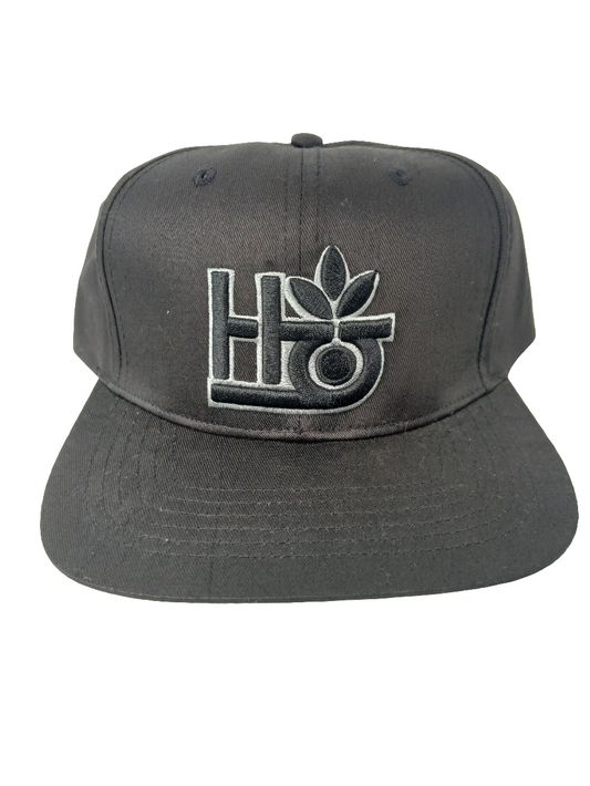 Habitat H Logo Grey Black Vintage NOS Suede Canvas Snapback Hat