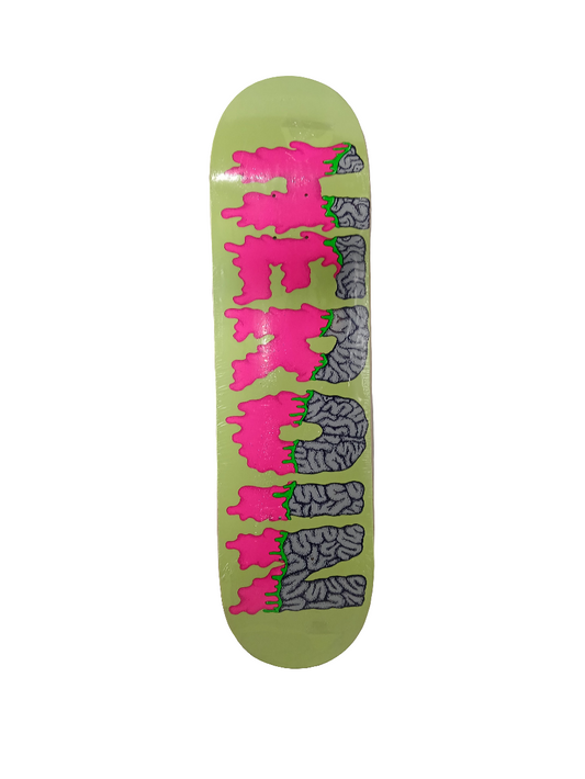 Heroin Dripping Brains Grey Yellow Pink Size 8.25" Vintage NOS Deck