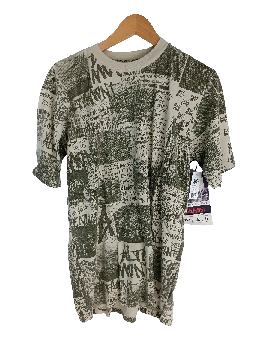 Altamont News 2 Tan Olive All Over Print Size Large S/s Shirt