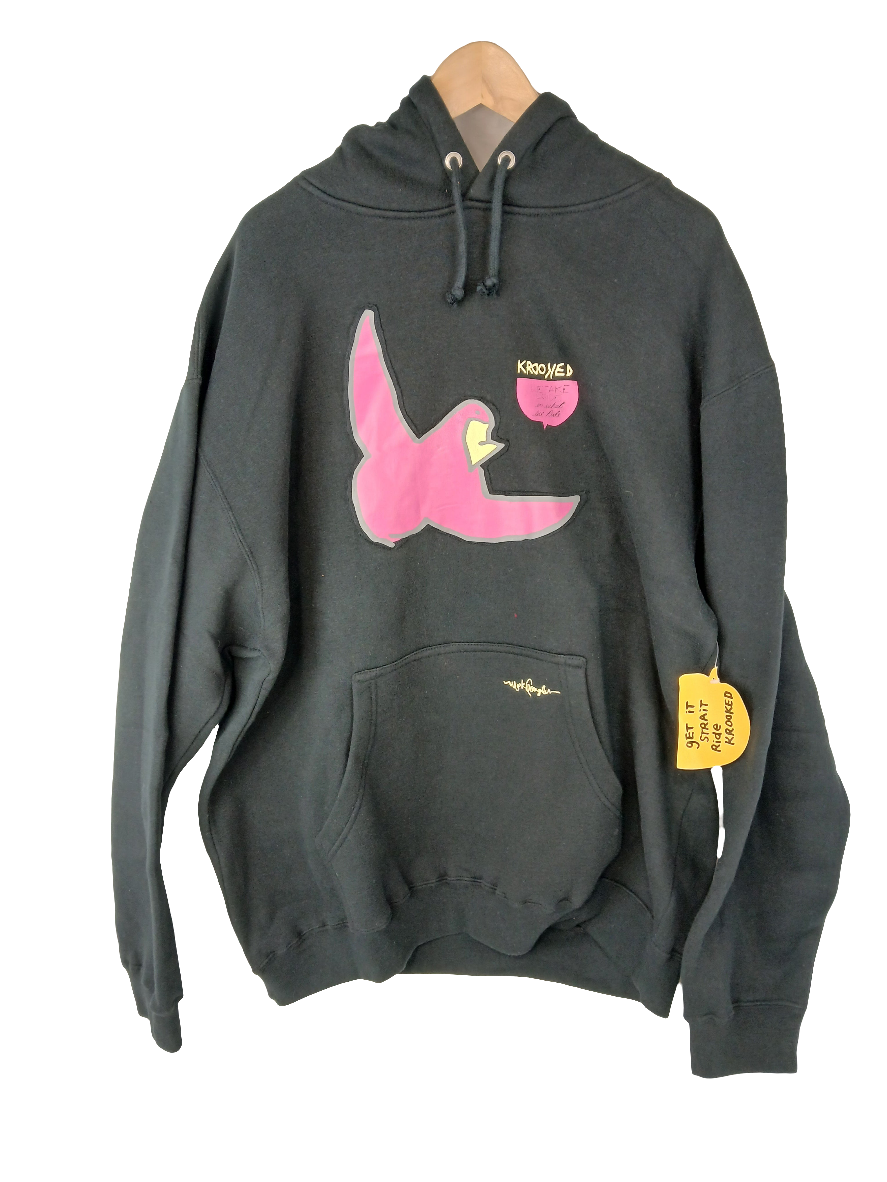 Krooked We Take Pride In What We Ride Black Pink Grey Size XL L/s Drawstring Hooded Sweatshirt