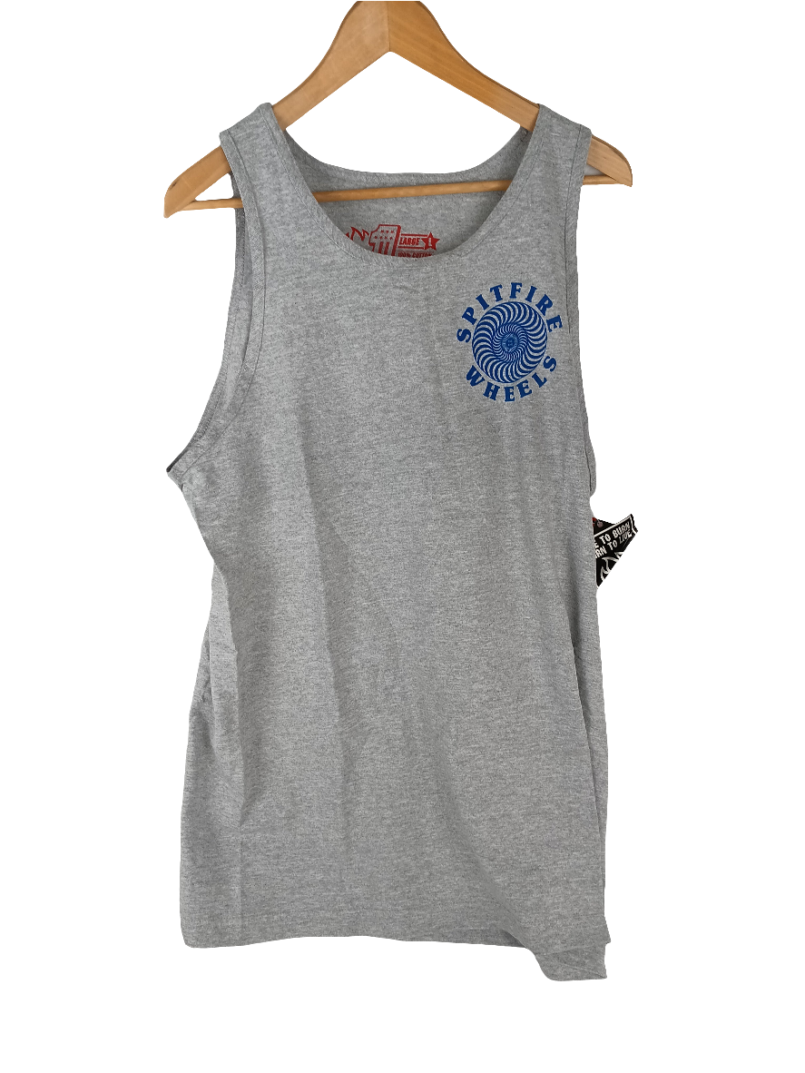 Spitfire Wheels The End Spiral Blue Gray Mens Size Large Tank Top