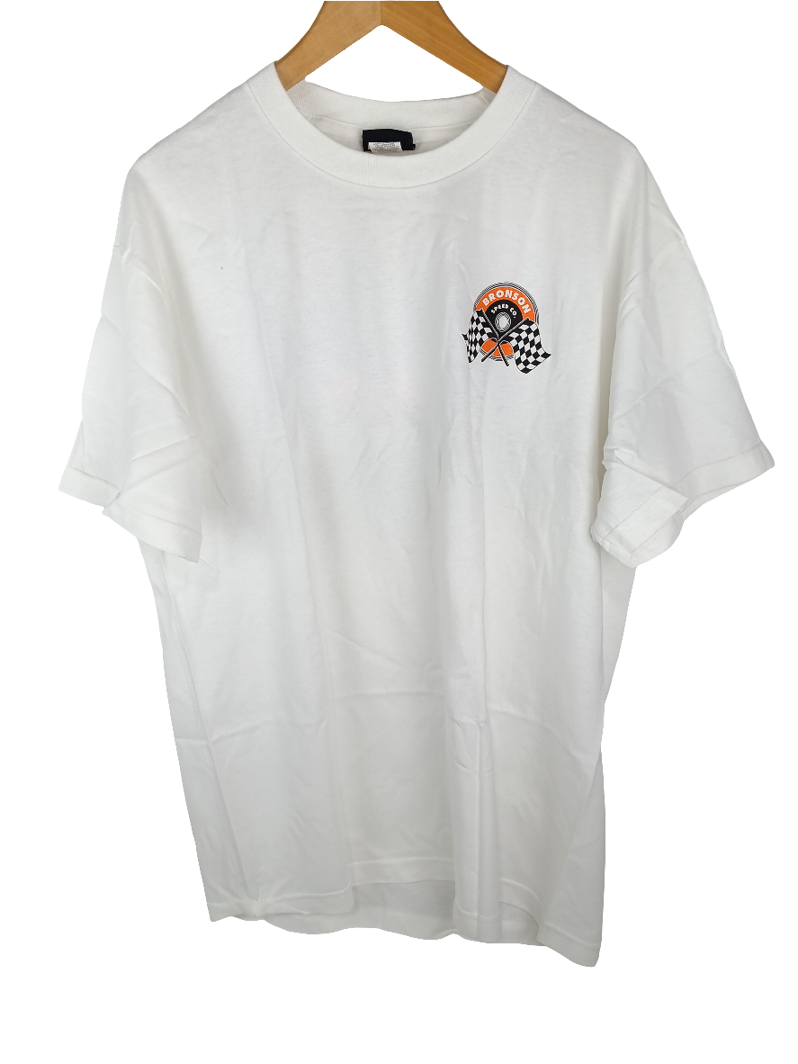 Bronson Speed Co Winners Circle White Orange Black Mens Size Large S/s Shirt