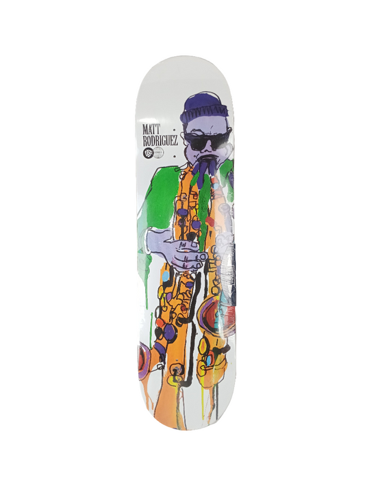 Stereo Matt Rodriguez Musician White Multicolor Size 8.180" Vintage NOS Deck