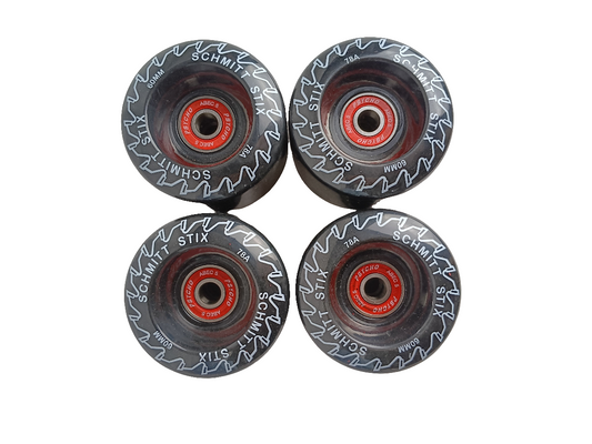 Schmitt Stix Sawblade Black White Size 60mm 78a Durometer Vintage NOS Wheels Including Psycho Bearings