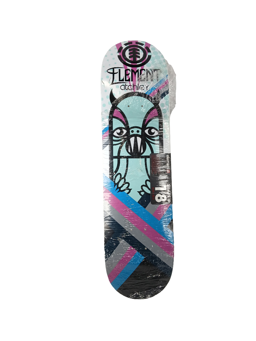 Element Brent Atchley Animal White Pink Black Multi Size 8.4" Vintage NOS Deck