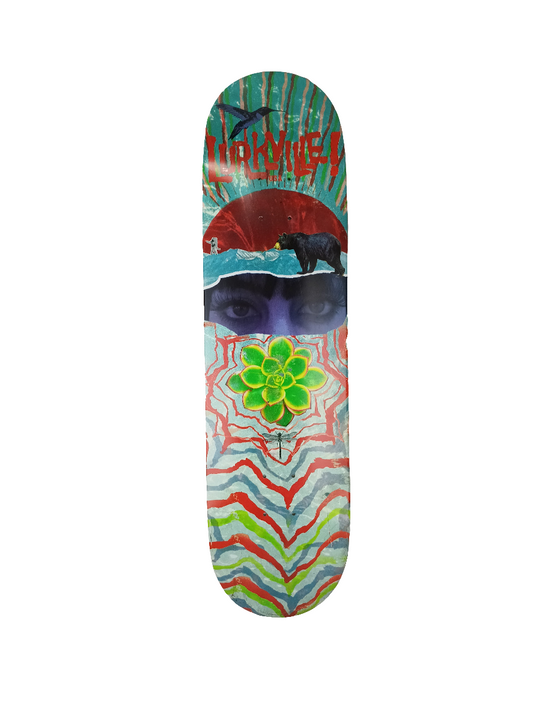 Lurkville USA Hummingbird Bear Eyes Psychedelia Tye Dye Multi Size 8.3" Vintage NOS Deck