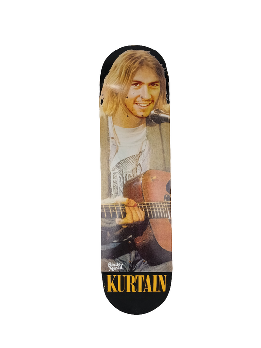 Skate Mental Kurt Cobain Kurtain Black Orange Multicolor Size 8.0 Vintage NOS Deck