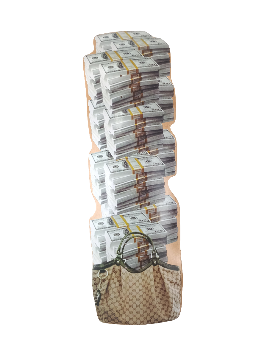Alltimers Vip Lounge Gucci Purse Money Graphic Multi Color Size 9.0" Shaped Vintage NOS Cruiser Deck