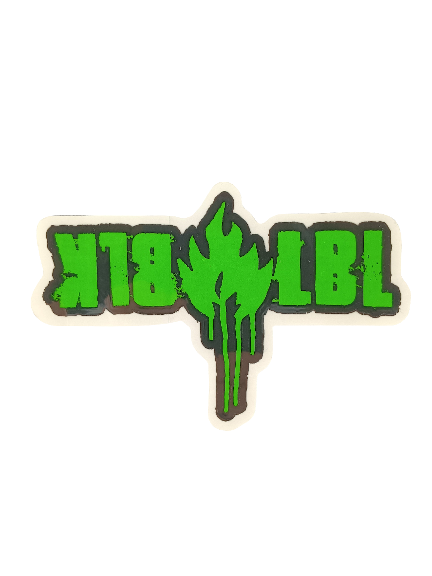 Black Label BLK LBL Flame Paint Drip Clear Black Green Size 4.7" X 3.1" Vintage NOS Sticker
