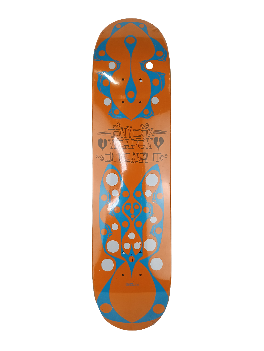 Supernaut Tony Cox Weapon Graphic Orange Blue White Size 7.625 Skateboard Deck