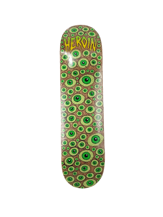 Heroin Eyes Tan Green Yellow Size 8.125" Vintage NOS Deck