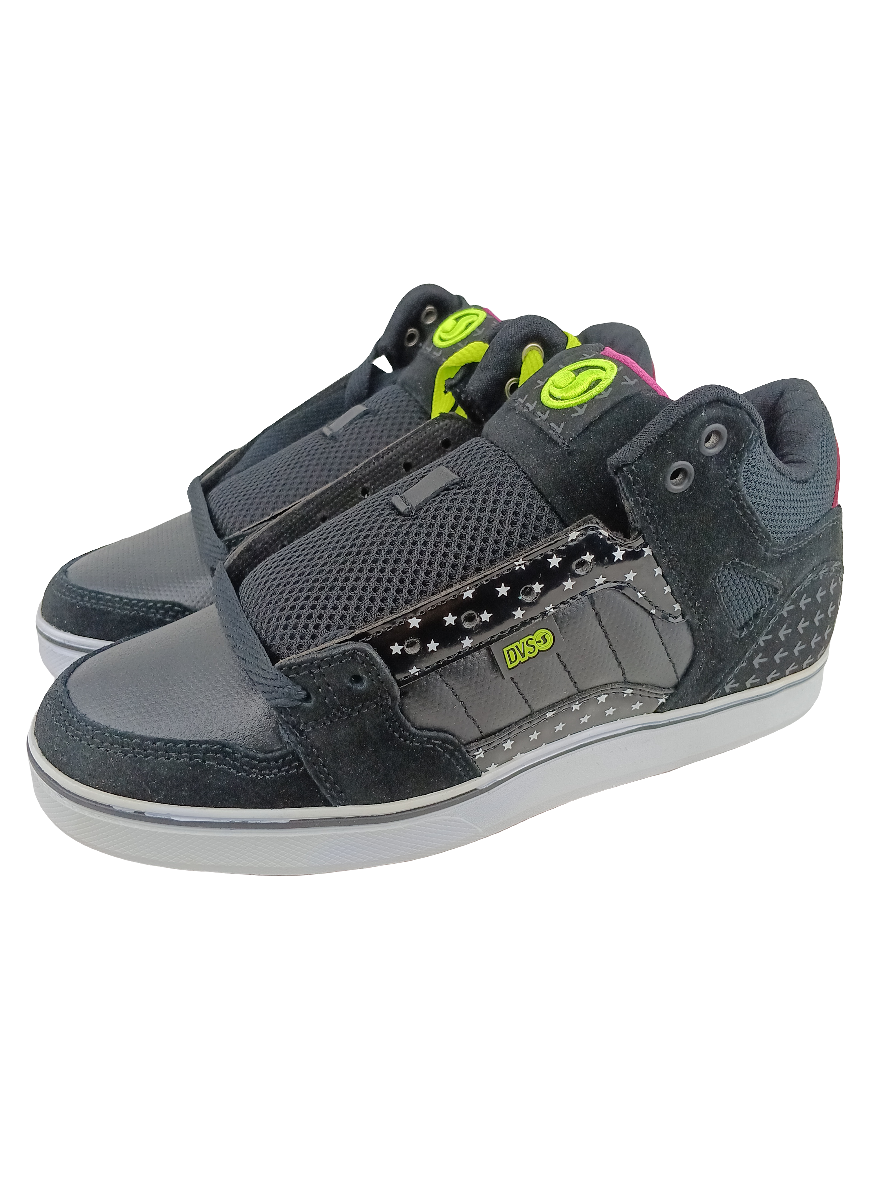 DVS Huf Mid Black Leather Stars Magenta US Mens Size 10.5 Shoes