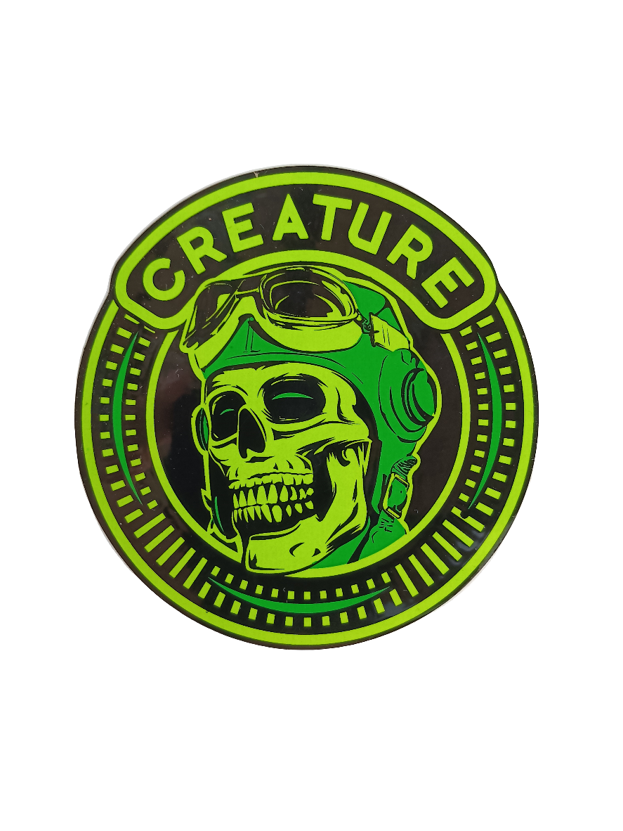 Creature Red Baron Pilot Lime Green Black Size 3.5 Vintage NOS Sticker