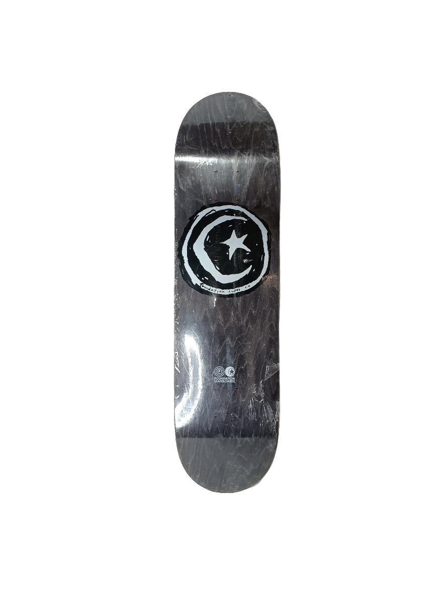 Foundation Star & Moon Modern Concave Blank Grey Woodgrain Black White Size 8.125 Vintage NOS Deck