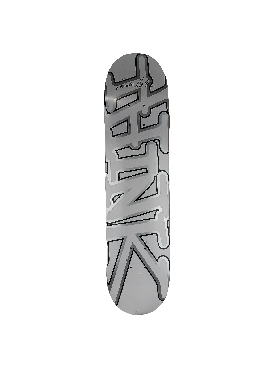 Think Team Logo White/Black/Silver 7.6" Autographed By Pancho Moler Vintage NOS Deck
