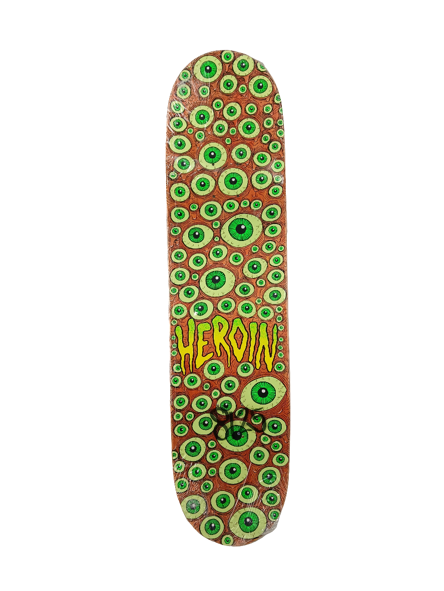 Heroin Eyes Tan Green Yellow Size 8.125" Vintage NOS Deck